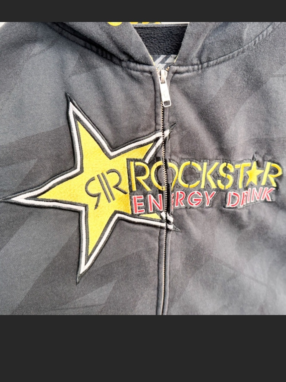 Vtg Rockstar Energy Drink Hoodie One Industries Y2K Black Zip Up Sweatshirt M - Picture 3 of 11